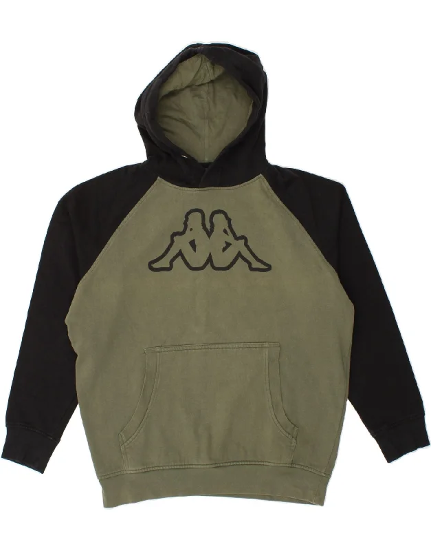 KAPPA Womens Oversized Graphic Hoodie Jumper UK 16 Large Khaki Colourblock Hoodie with Pocket Utility Practical KAPPA Womens Oversized Graphic Hoodie Jumper UK 16 Large Khaki Colourblock Hoodie with Pocket Utility Practical
