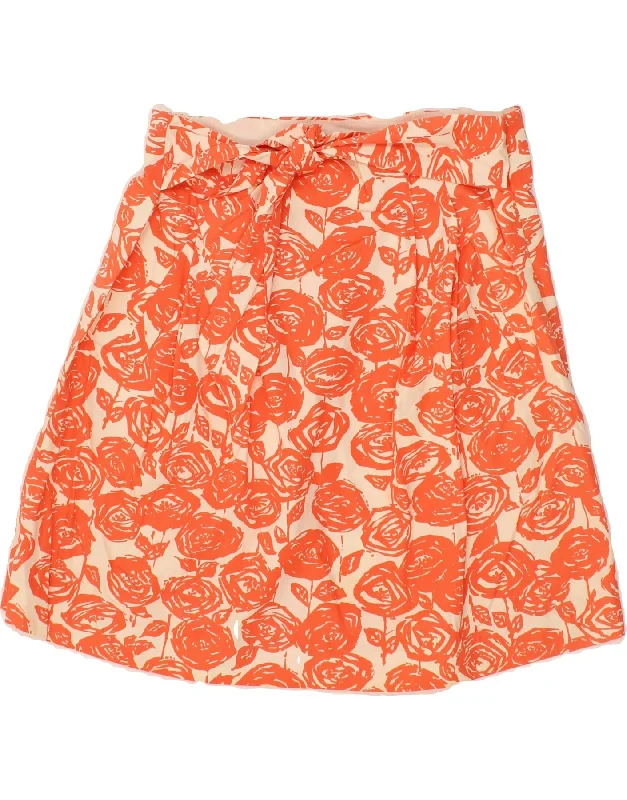 J. CREW Womens A-Line Skirt US 8 Medium W30  Orange Floral Cotton mini skirt trendy