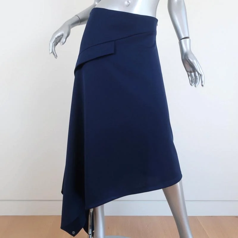 JW Anderson Asymmetric Side-Button Midi Skirt Midnight Blue Size US 8 NEW asymmetrical skirt cut