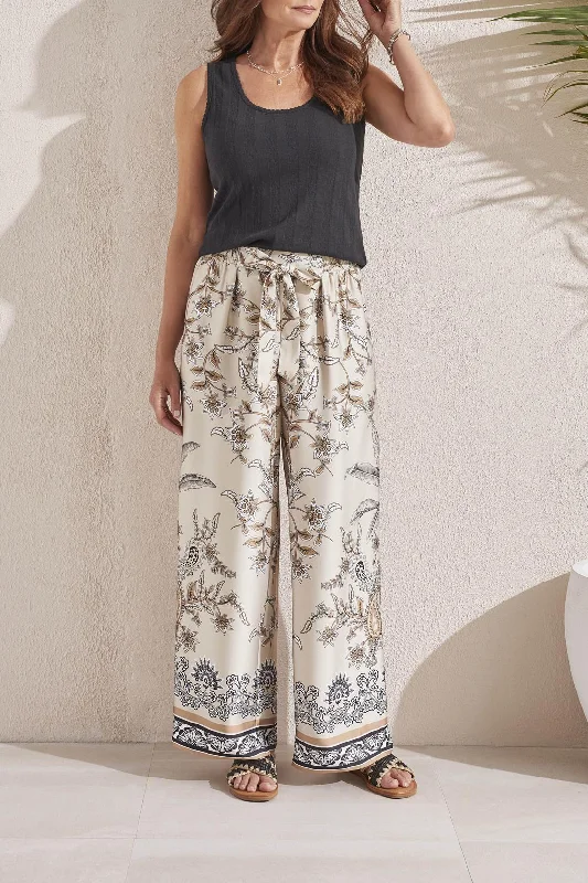 Women's Tribal Jeans | French Oak Border Print Pant | Cream Chic Black Leggings
