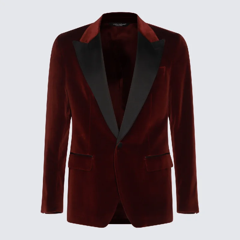 Dolce & Gabbana Jackets Bordeaux Satin Fabric Silk Fabric Chiffon Fabric