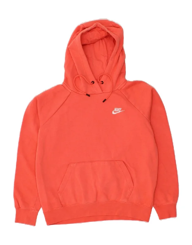 NIKE Womens Oversized Hoodie Jumper UK 10 Small Orange Cotton Hoodie with Earth Tones Natural Calm
