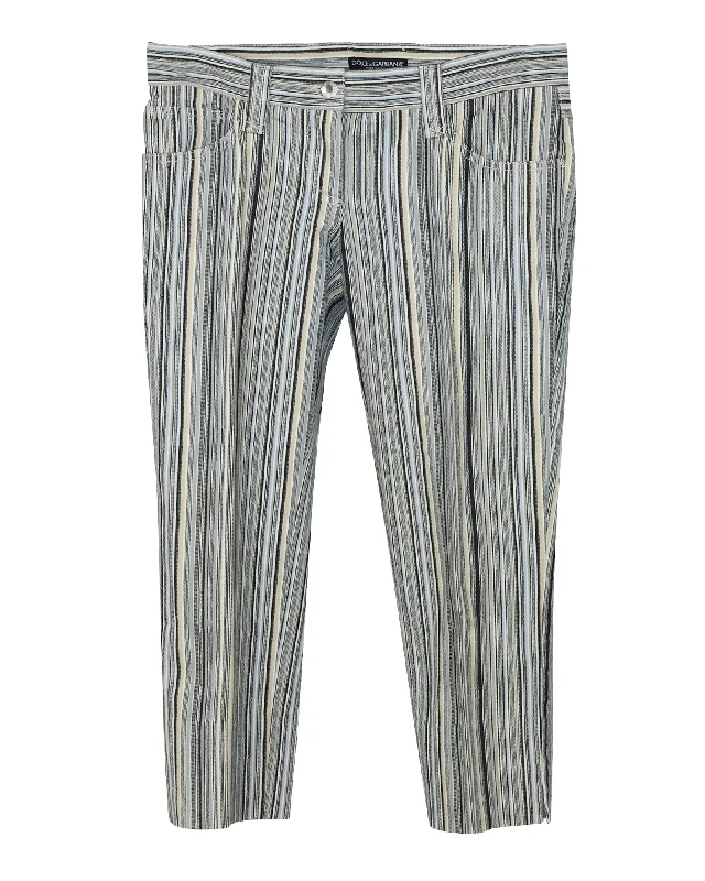 Dolce & Gabbana Striped Pants In Multicolored Cotton Cozy Knit Pants
