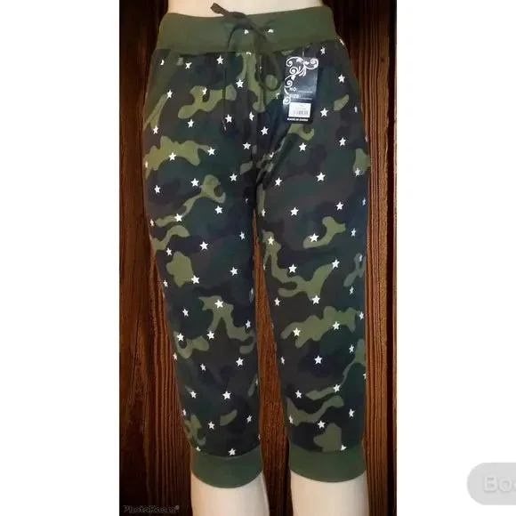 Green Camo Capri Pants High-Waist Yoga Pants