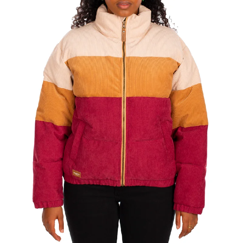 Womens Cordy Puffer Jacket Dark Red Fleece Jacket Down Jacket Parka