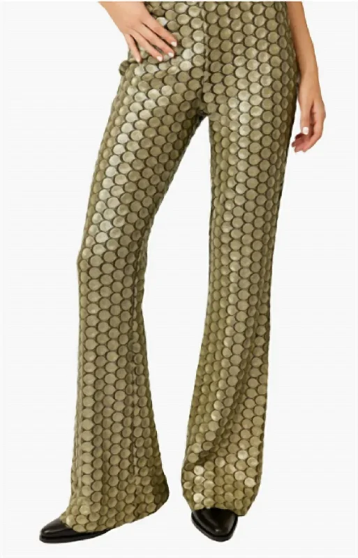 Wilder Days Sequins Flare Pant In Rocker Olive Comfortable Pleated Pants