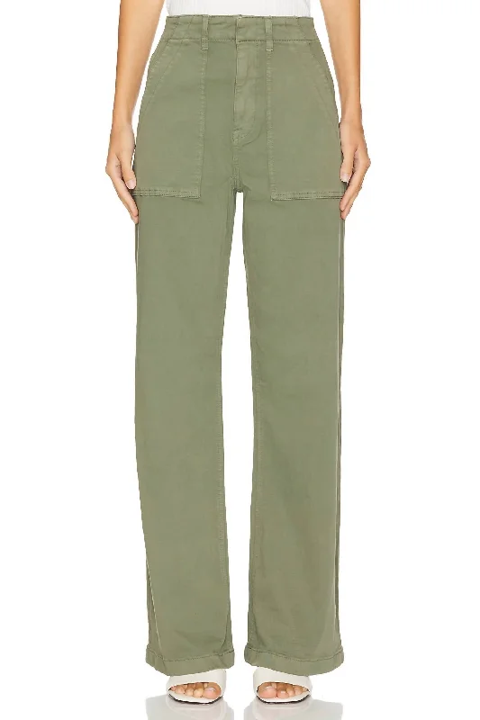 Nicole Wide Leg Pants In Soft Olive Fashionable Tapered Leg Pants