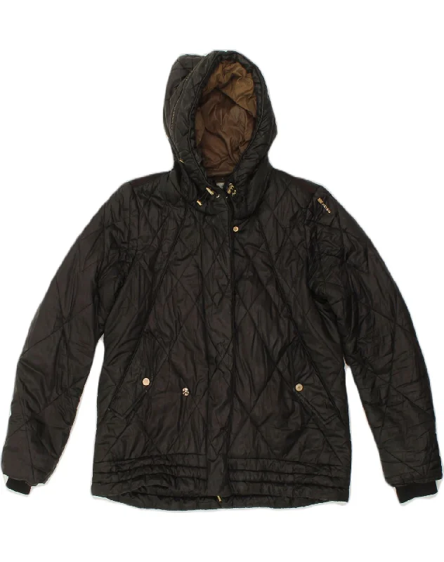 GEOX Womens Oversized Hooded Padded Jacket UK 10 Small  Black Polyester Corduroy Jacket Velvet Jacket Brocade Jacket
