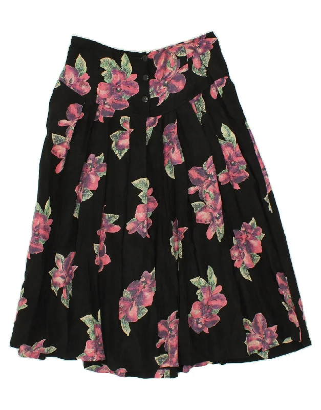 BAGARRY Womens A-Line Skirt IT 44 Medium W32  Black Floral Viscose corduroy skirt durable