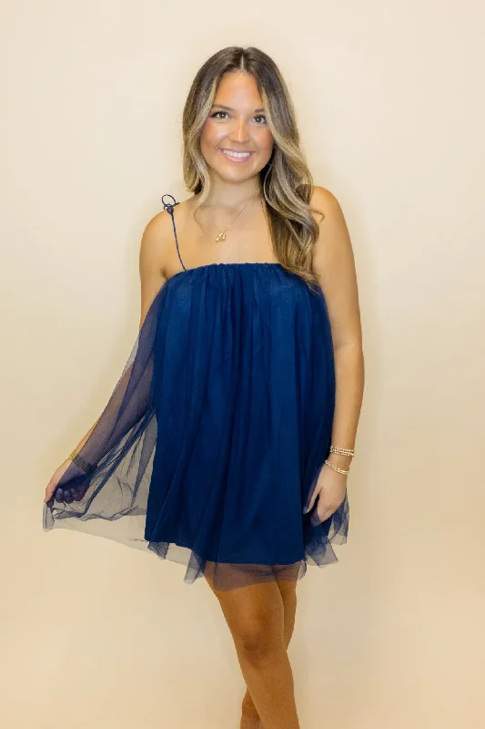 Navy Tulle Layer Dress Tunics Versatile functional