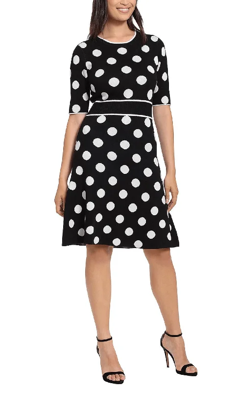 London Times T6598M - Polka dot Scoop Neck Cocktail Dress Tunics Office stylish