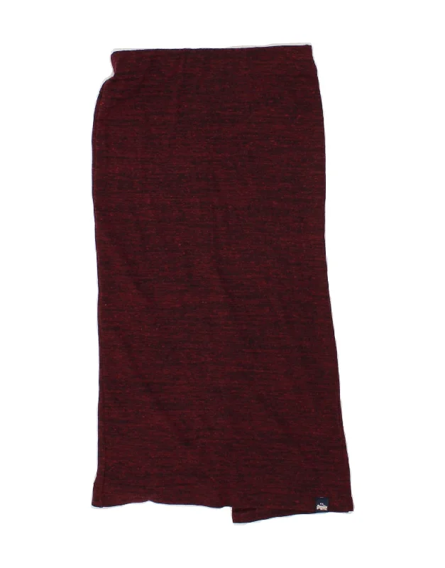 SUPERDRY Womens Midi Skirt XS W25 Burgundy Flecked Polyester cotton skirt soft