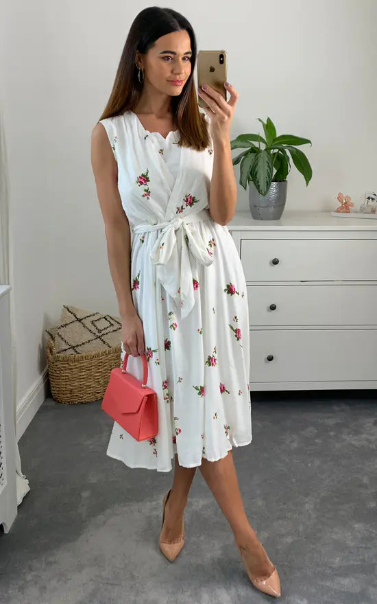 Ellie Tie Dress Colour Cream And Pink Tunics Modern contemporary