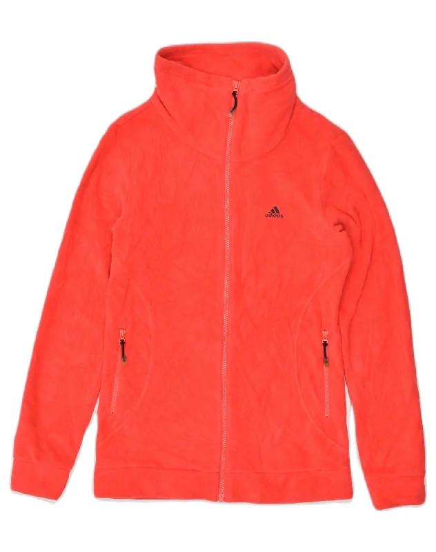 ADIDAS Womens Fleece Jacket UK 10 Small Red Polyester V-Neck Jacket Boat Neck Jacket Square Neck Jacket