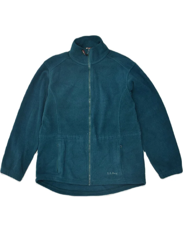 L.L.BEAN Womens Fleece Jacket UK 20 2XL Green Polyester Welt Pockets Slit Pockets Flap Pockets