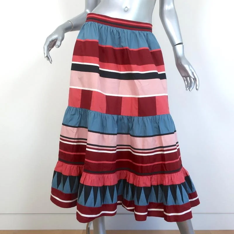 Ulla Johnson Midi Skirt Simi Ruffled Printed Cotton Size 8 flowy skirt hem
