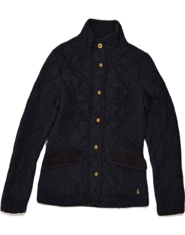 JOULES Womens Quilted Jacket UK 8 Small  Navy Blue Cotton Cotton Jacket Linen Jacket Terry Jacket
