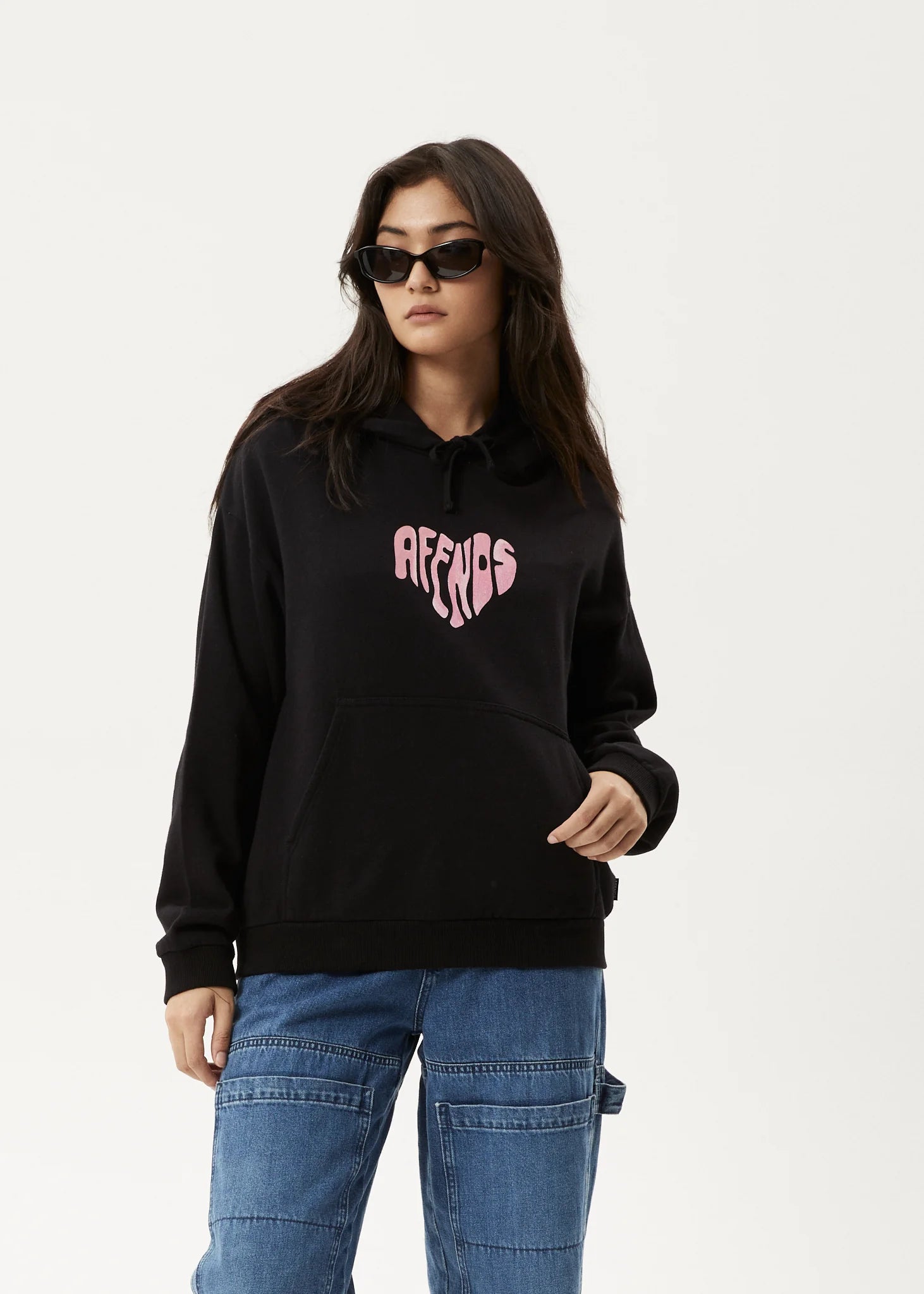 AFENDS Mara Womens Hoodie - Black Hoodie with Toggle Buttons Decorative Unique