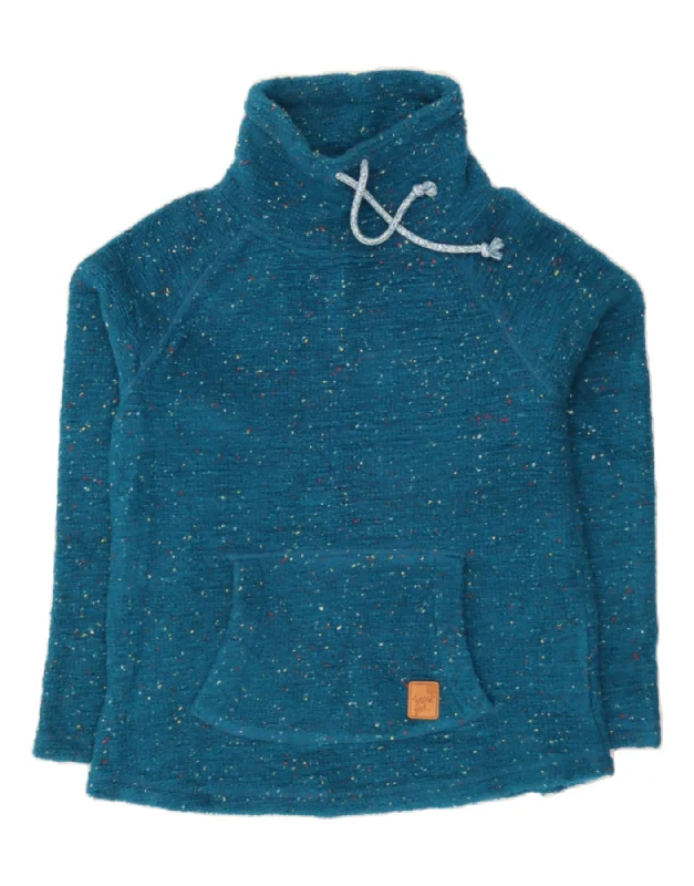 WEIRD FISH Womens Roll Neck Sweatshirt Jumper UK 14 Large  Blue Flecked Hoodie with Magnetic Closure Innovative Modern
