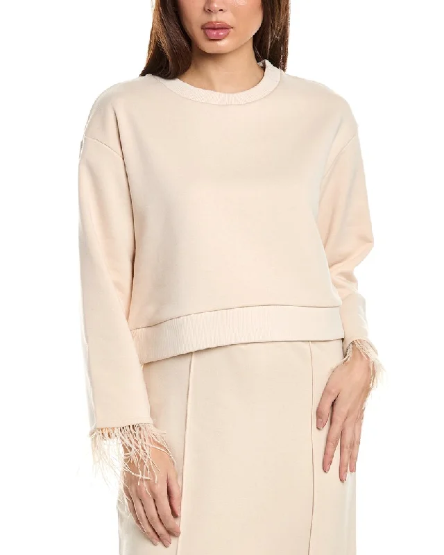 Vince Camuto Cropped Sweatshirt Hoodie with Button Placket Classic Preppy