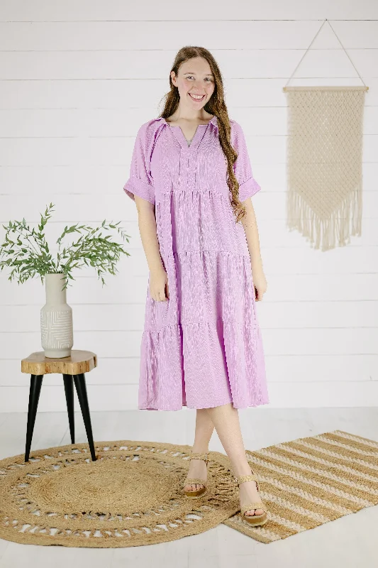 Alivia Tiered Dress - Lavender/Final Sale Tunics Sophisticated sleek