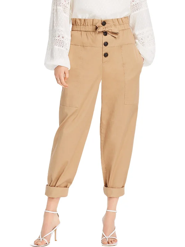 Lola Womens Cropped Wide Leg Pants Stylish Paperbag Waist Pants