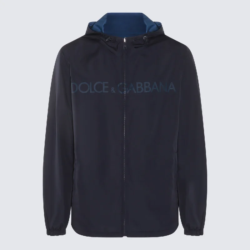 Dolce & Gabbana Jackets Blue Chenille Fabric Brocade Fabric Lace Fabric