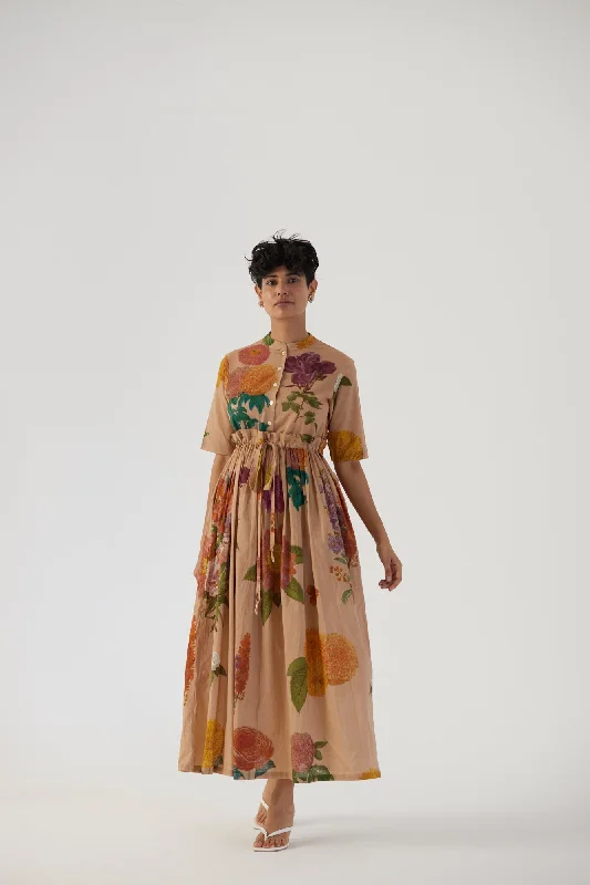 Vintage Garden Gathered Dress Tunics Stylish elegant