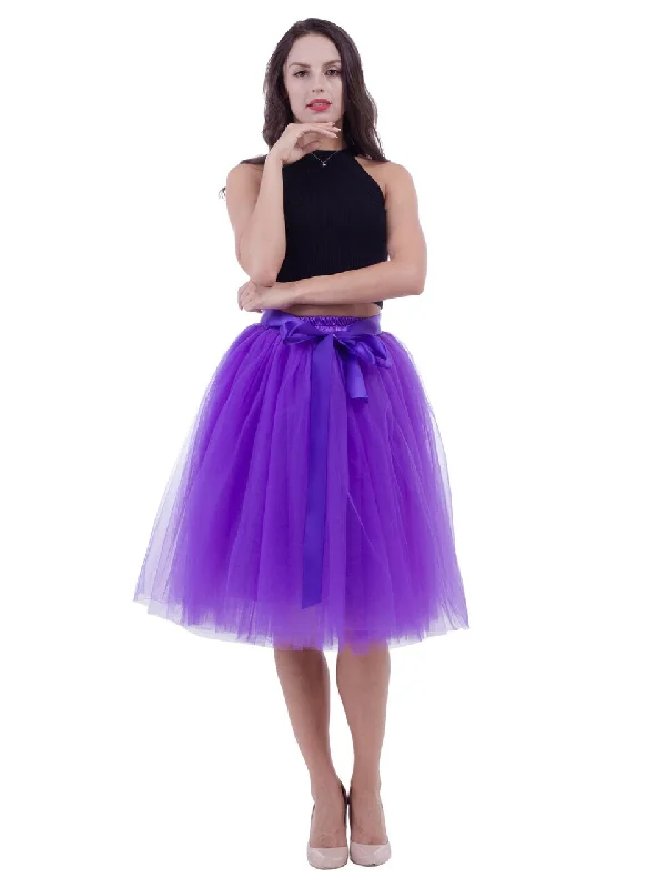 Dark Purple Belt Puff Dance Tulle Skirt cotton skirt soft