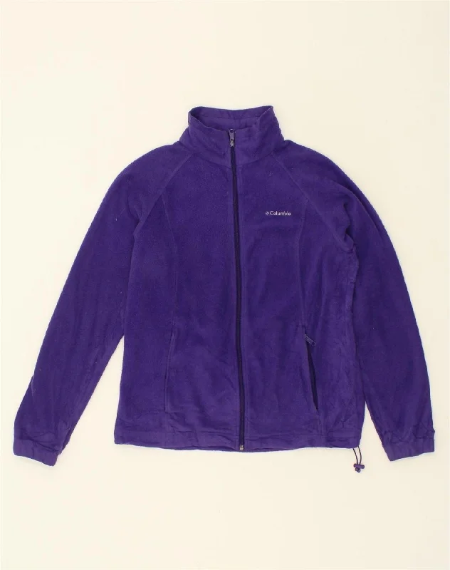 COLUMBIA Womens Fleece Jacket UK 14 Large Purple Polyester Fleece Fabric Down Fabric Feather Fabric