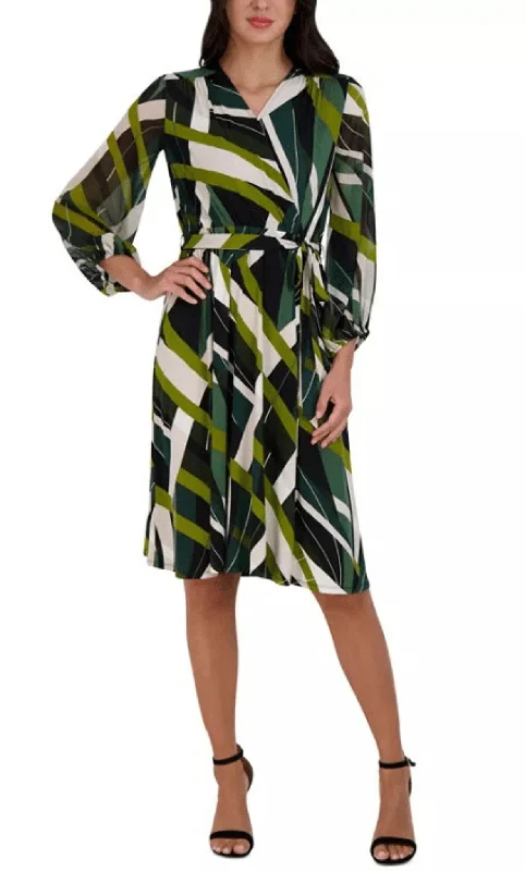 Sandra Darren 75766 - Abstract Chiffon Sleeve Dress Tunics Formal black