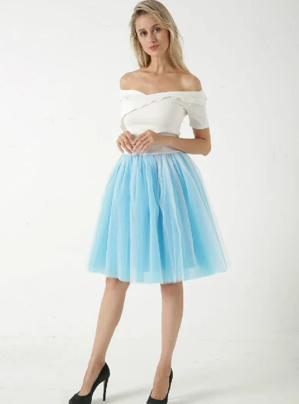 Blue + White 5 Layer Mesh Tutu Skirt lace skirt intricate
