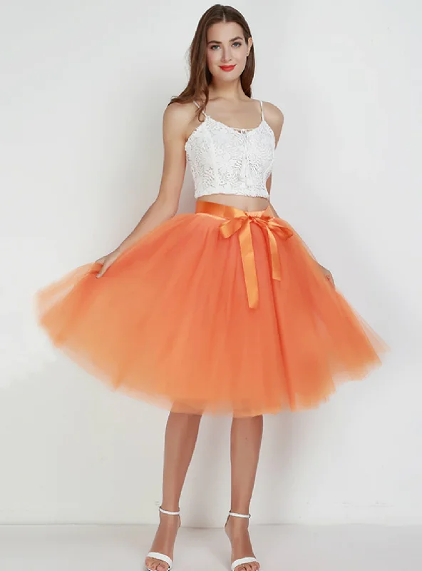 Orange 7 Layers Tulle Tutu Skirt patchwork skirt art