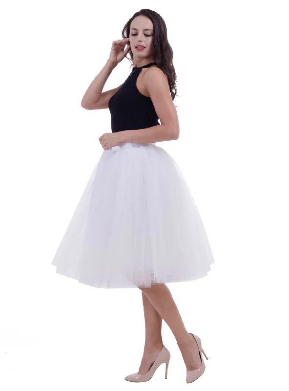 White Gauze Belt Puff Tulle Skirt lace skirt romantic