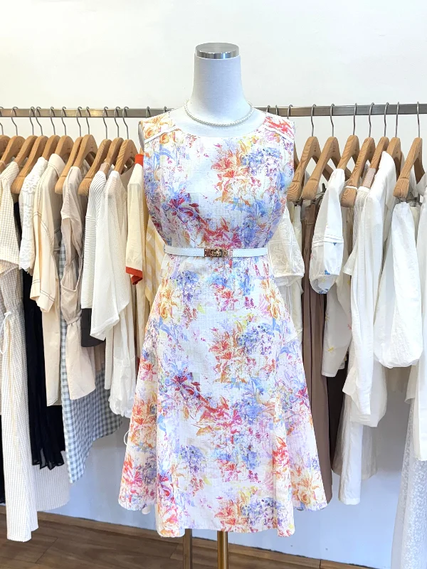 Rainbow Floral Sleeveless Party Dress Tunics Trousers formal