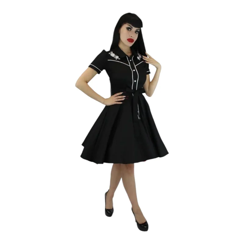 Western Roses Dress by Hemet Clothing Boatneck Modish Everyday