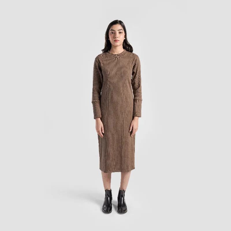 Motion Rib Dress (Camel) Tunics Chic fashionable