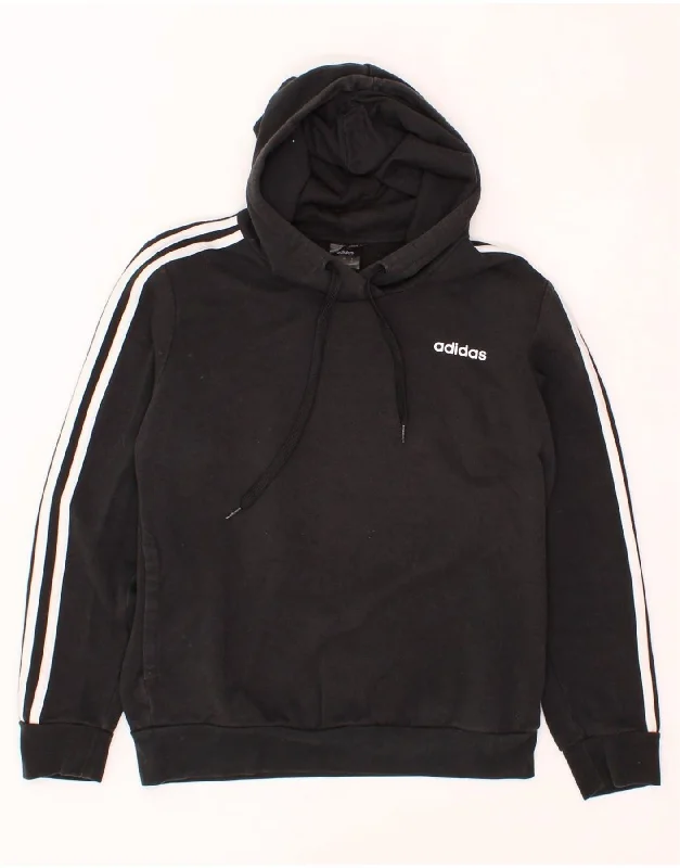ADIDAS Womens Hoodie Jumper UK 12/14 Medium Black Cotton Hoodie Jacket Zipper Layering