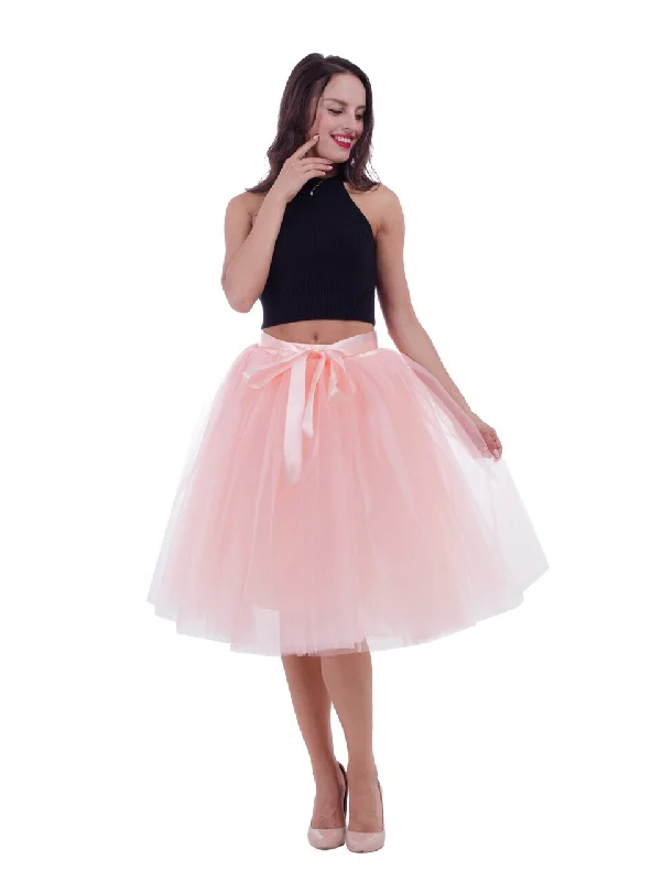 Peach Pink Gauze Belt Puff Tulle Skirt velvet skirt plush
