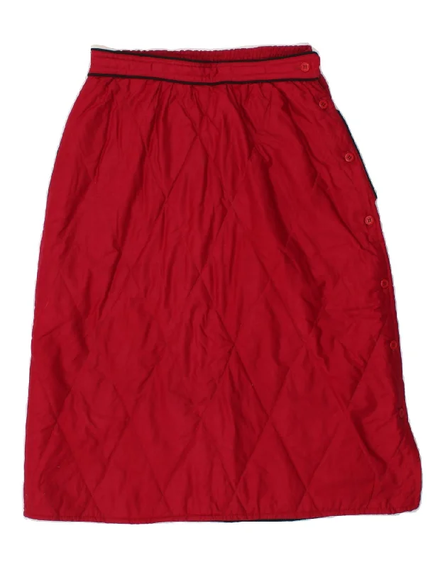 VINTAGE Womens Quilted A-Line Skirt Small W27  Red Cotton cotton skirt soft
