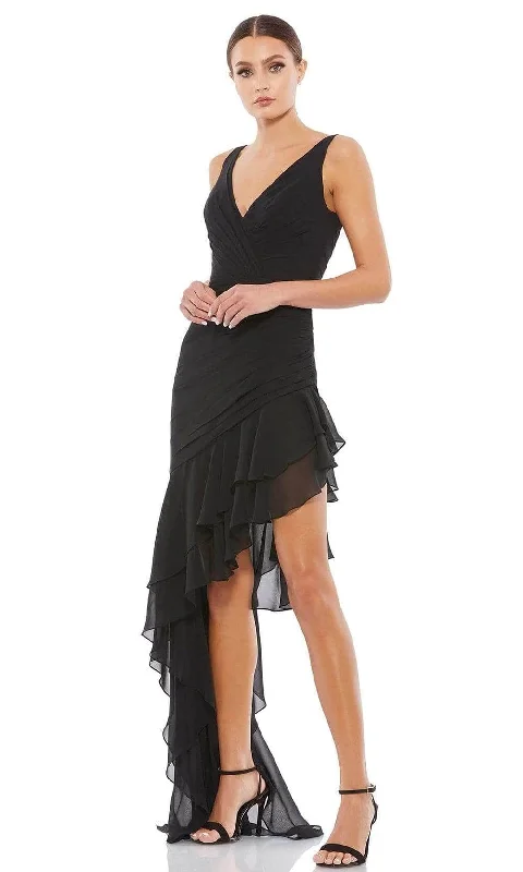 Ieena Duggal - 49487I Chiffon Surplice Pleated Dress Tunics Sophisticated sleek