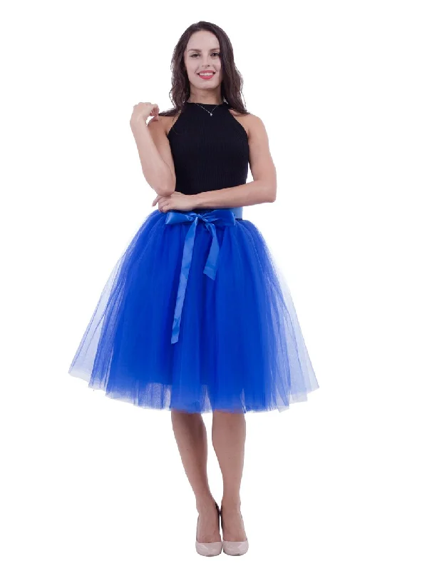 Royal Blue Gauze Belt Puff Tulle Skirt leather skirt sleek