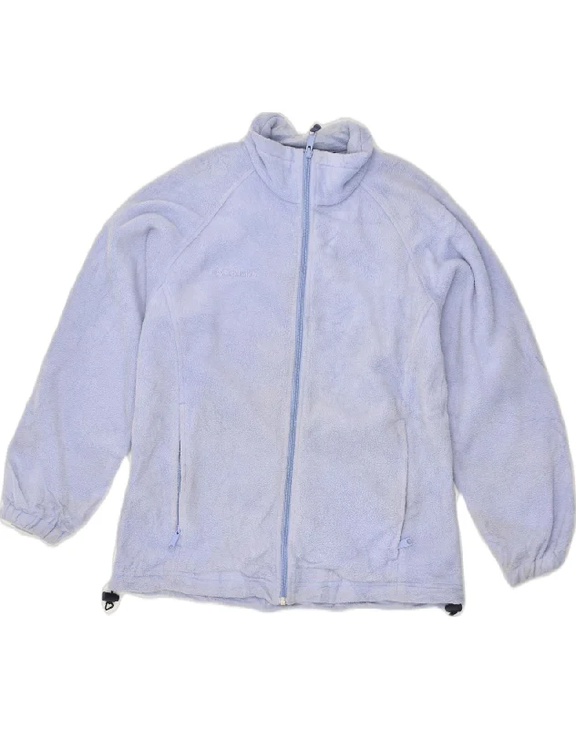 COLUMBIA Womens Fleece Jacket UK 14 Medium Purple Polyester Zippered Front Buttoned Front Snap Front