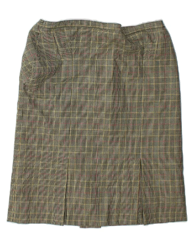 BRENDELLA Womens Straight Skirt UK 16 Large W38 Grey Check Wool leather skirt refined