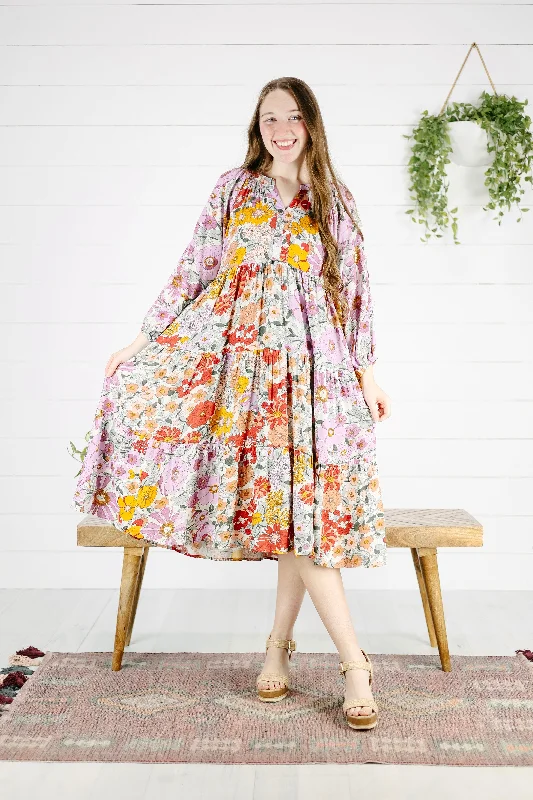 Anna-Beth Floral Dress - Lavender Tunics Sophisticated sleek