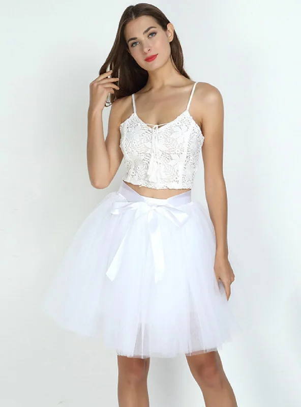 White 7-Layer Short Tulle Skirt corduroy skirt textured