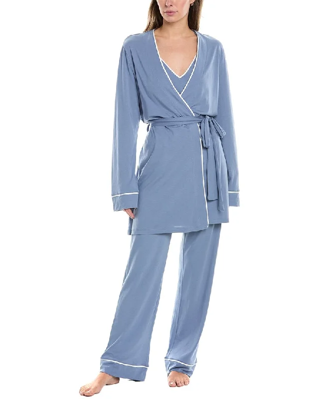 Cosabella Bella Curvy 3pc Racer Cami, Pant, & Robe Set Cozy Lounge Pants