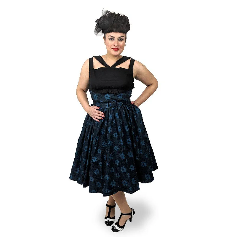 Strappy Swing Dress in Blue Floral Tunics Bestseller popular