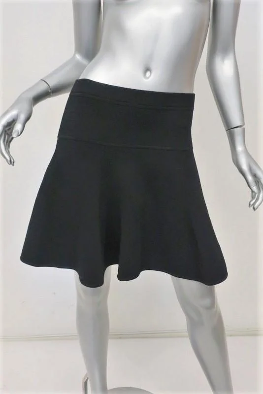 A.L.C. Mini Skirt Connor Black Flared Stretch Knit Size Medium leather skirt bold