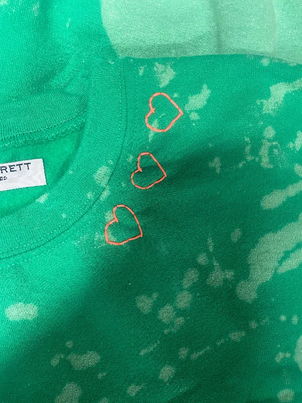 Green cloud Heart Sweatshirt Hoodie with Gradient Ombre Colorful